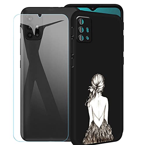 CXKJ para Lenovo K13 Note (6.5 Pulgada) Fundas + Protector Pantalla, Negro Caso Silicona Cover Ultra Fina Suave TPU Carcasa Protector Funda Case Cristal Templado con Film - CX22
