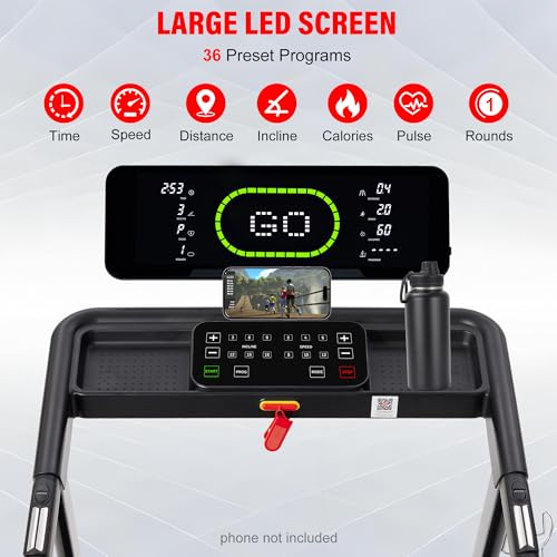 ECHANFIT Heavy Duty Treadmill for Home, 20% Auto Incline Treadmill 400 LB Capacity, 20" Wide Deck, 0.6-12 MPH, LED Display, Bluetooth Speaker, Foldable with App - Image 5