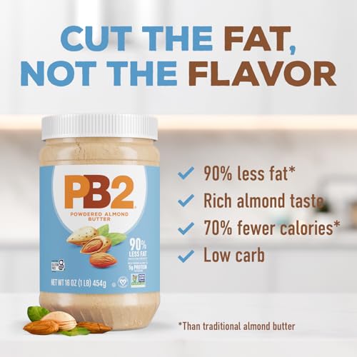 PB2 Powdered Roasted Almond Butter, 16oz Low-Fat Vegan Almond Powder, Low Carb Nut Butter, Non-GMO, Gluten Free, Kosher