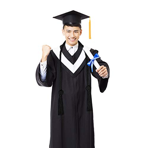 Image of TecUnite Graduation Cords Honor 2026 Polyester Yarn Decorative 67 inch Long Garland Twist Ties with Tassels for Bachelor Gown Graduation(Black)