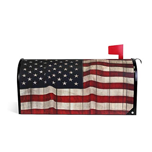 WOOR American Flag Painted Wood Wall Magnetic Mailbox Cover MailWraps Garden Yard Home Decor for Outside Oversized-25.5