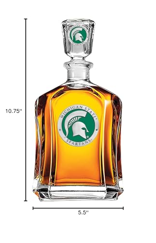 Image of Heritage Pewter Michigan State Capitol Decanter | 24 OZ Whiskey Decanter for Liquor with Airtight Stopper | Expertly Crafted Pewter Glass Clear