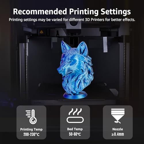 Image of Silk Tricolor PLA+ 3D Printer Filament 1.75mm No Tangle, Neatly Wound Filament Net Weight 250g Spool, PLA Pro Plus Blue & Purple & Black (Pack of 2)