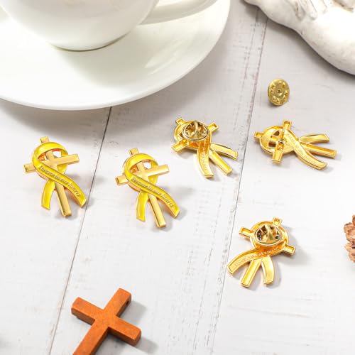 Image of Misdary Funeral Favors for Guests Funeral Memorial Pin Cross Ribbons Forever in Our Hearts Lapel Brooch Pin for Religious Christian Celebration of Life Mourning Remembrance Day