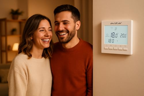 Miniatura 3 de Avstar - Termostato Inteligente Digital Programable Para Calefacción De Calderas De Gas - Pantalla Lcd Para Facilidad De Control Y Programación Blanco