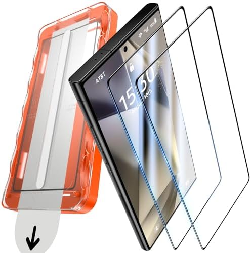 UniqueMe für Samsung Galaxy S24 Ultra für Panzerglas - 2 Stück Schutzfolie | Full Screen Displayschutz, 9H-Härte Folie, Auto Installation Bruchsicher Militärniveau Anti-Kratzer Blä