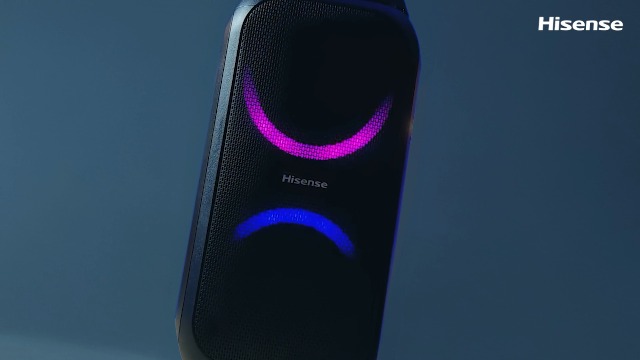 Hisense Party Rocket 160 Draagbare compacte partyluidspreker met karaoke- modus en 160 W geluidsvolume, 5 lichteffecten, tot 12 uur batterijduur, bluetooth, MIC-input, AUX, USB, IPX4
