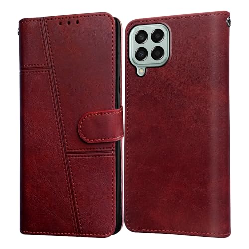 Image of Flip Cover Back Case for Samsung Galaxy M33 5G | Premium Leather Finish | Inbuilt Pockets & Stand | Flip Cover Back Case for Samsung Galaxy M33 5G (Red)