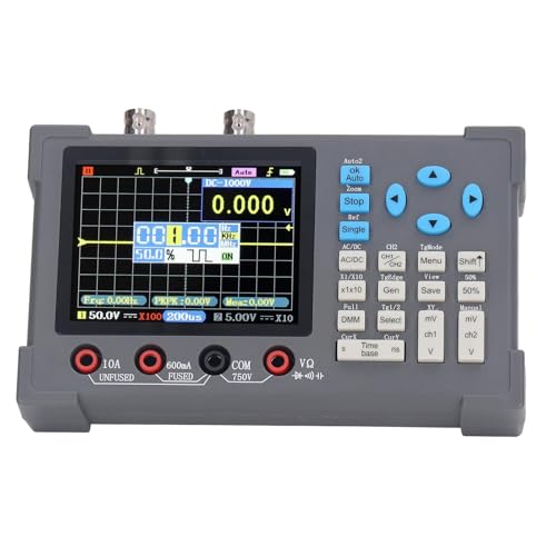 XHTLLO 3 in 1 Digital Oscilloscope Multimeter Signaling Generator, 120M 250MSas 3.2in Display 2 Channel, High Accuracy Measurement and Waveform Output, Portable and Versatile Tool