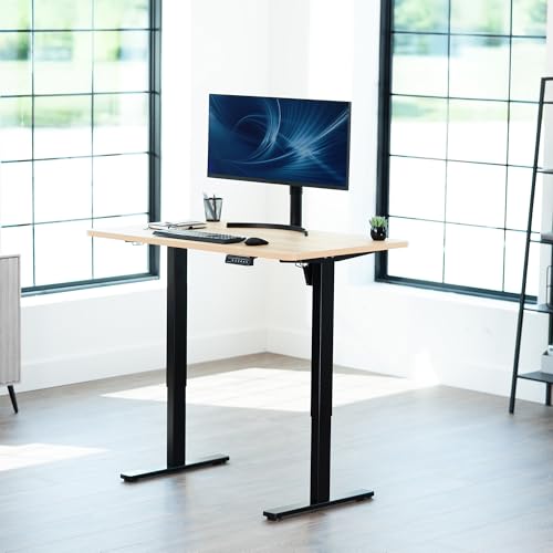 Image of VIVO Electric 48 x 30 in Standing Desk, Memory Height Adjustment, 1B Series, Holds 220 lbs, One-Piece Light Wood Top, Black Frame, DESK-KIT-1B5C