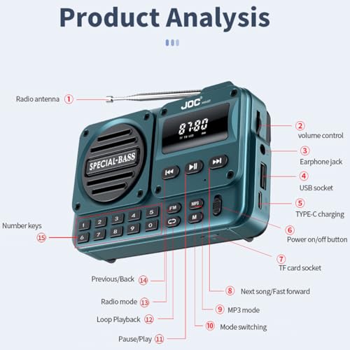 Radio Transistor Portátil AM/FM Diymore con Bluetooth y Altavoz miniatura 6