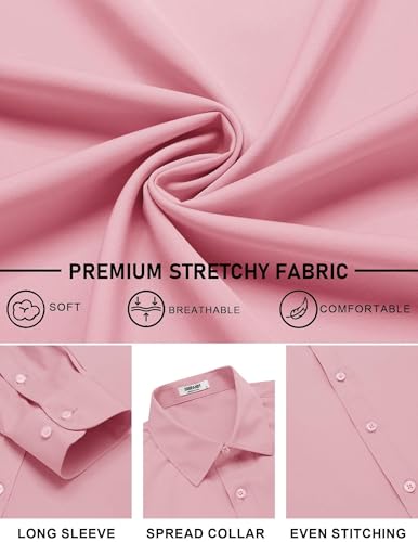 Image of COOFANDY Mens Stretch Dress Shirts Long Sleeve Button Down Shirt Regular Fit Formal Business Shirts