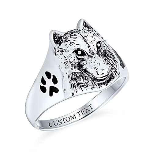 Chevalière loup viking argent 925 massif vieilli style guerrier