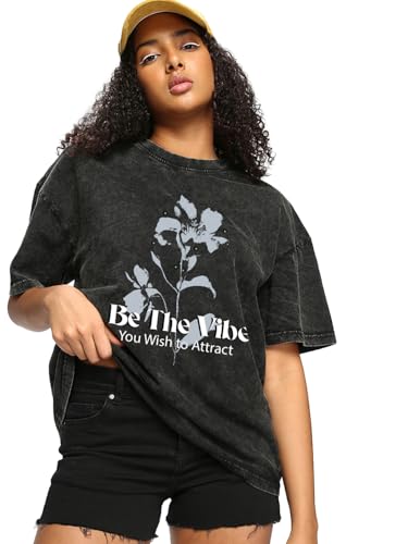 Image of Bewakoof Women's Being Cute is My Super Power Graphic Print 100% Cotton T-Shirt- Oversized Fit, Round Neck, Half Sleeve