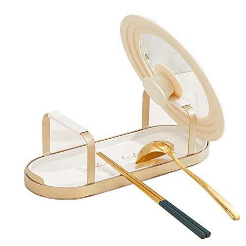 STARRY G Pot Lid Holder Stand, Kitchen Utensils Rest with Drip Pan, Cooking Spoon Rest with Lid Holder