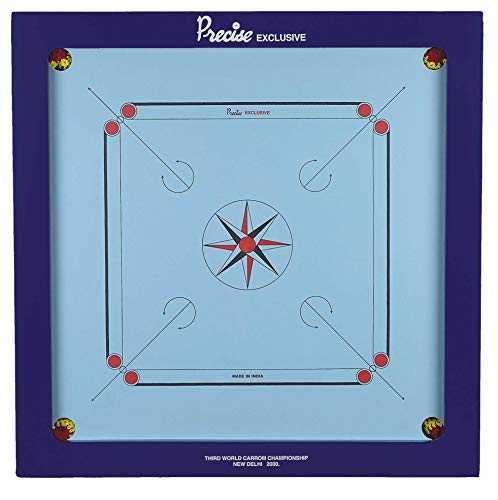 T TABAKH Precise Exclusive 20mm Carrom Board with Coins, Striker, and Powder, Black, 4 Players, Ages 13 and Up