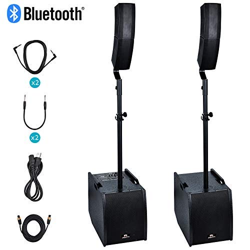 Proreck Club 3200 12-Inch 4000 Watt Dj/Powered Pa Speaker System Combo Set With Bluetooth/Usb/Sd Card (Two Subwoofers And 8X Array Speakers Set) #TOP7
