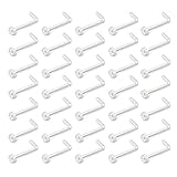 D.Bella 35pcs Clear L Shaped Nose Ring Retainer, Bioflex Acrylic Clear Nose Studs for Men Women Piercing Body Jewelry