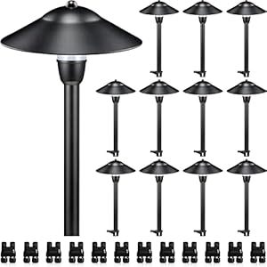 SUNVIE LED Low Voltage Landscape Lights 3W Cast-Aluminum Pathway Lights Low Voltage 12-24V Waterproof Landscape Path Lights 3000K Landscape Lighting for Yard Garden Walkway ETL Listed Cord, 12 Pack