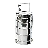 Rome 4-tier Round Tiffin - stainless steel, One Size, Gray