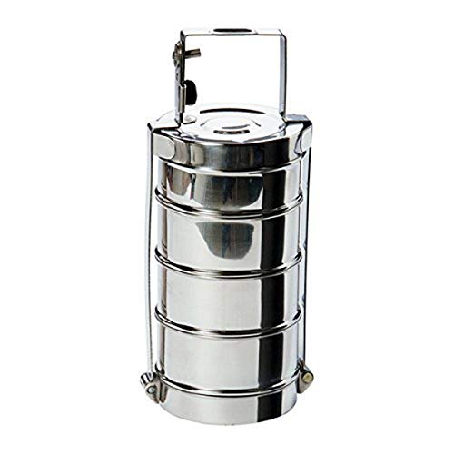 Rome 4-tier Round Tiffin - stainless steel, One Size, Gray