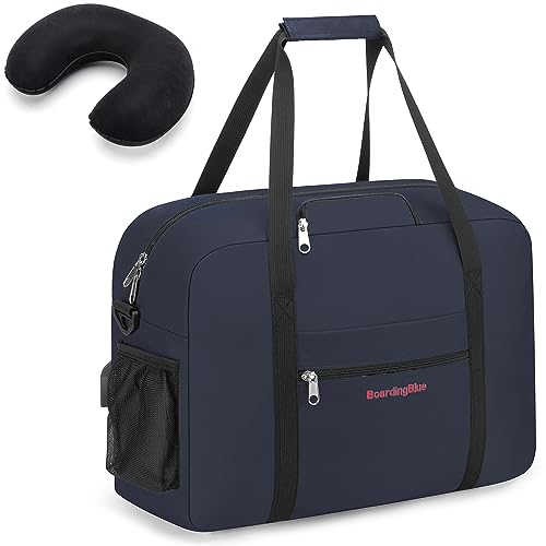 Boardingblue 17X13X8 Inches JetBlus Airlines Personal Item Under Seat Duffel Bag With Free Pillow And USB Port Suitable for Major Airlines including Spirit, Jetblue, Frontier, and American (Navy)