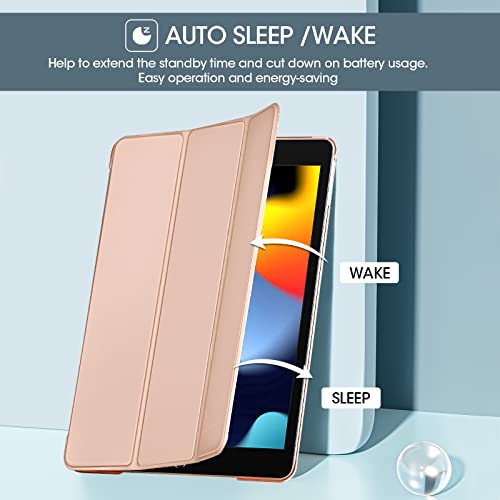 Image of ProCase for iPad 9th / 8th / 7th Generation Case 10.2 Inch (2021 /2020 /2019 Release), 10.2 iPad Case 9th / 8th / 7th Gen Cover, Slim Smart Cover with Translucent Hard Shell Back -Rosegold