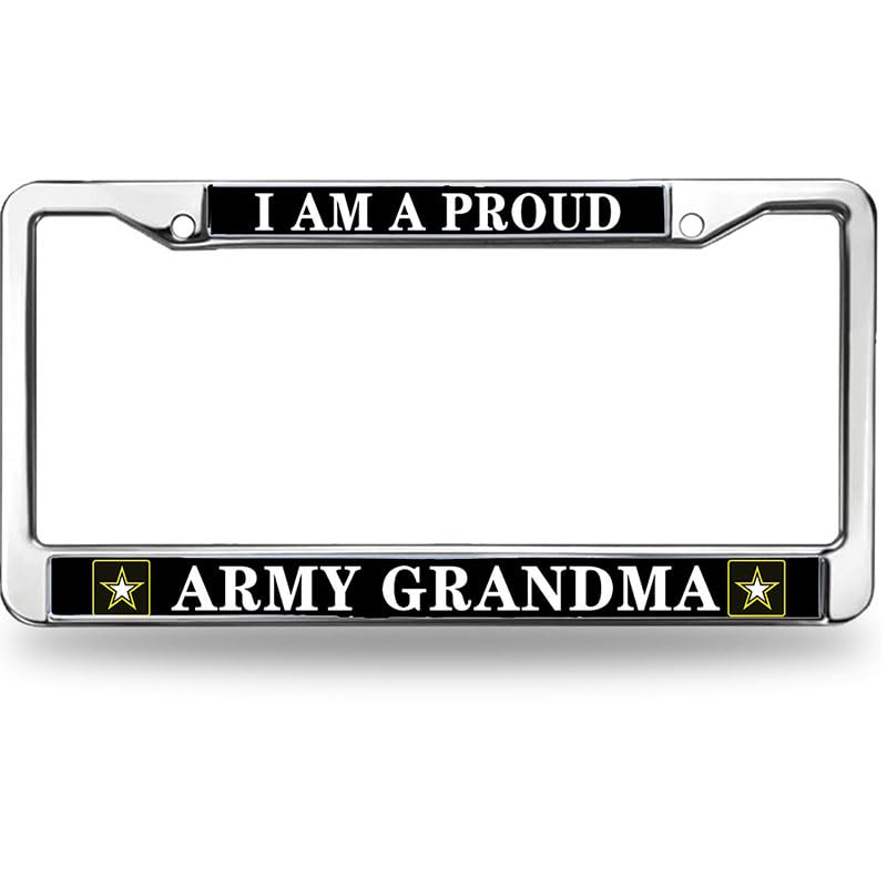 Image of US Army License Plate Frame for Father's Day Proud Army Grandson Rust-Proof License Plate Frame US Army Support