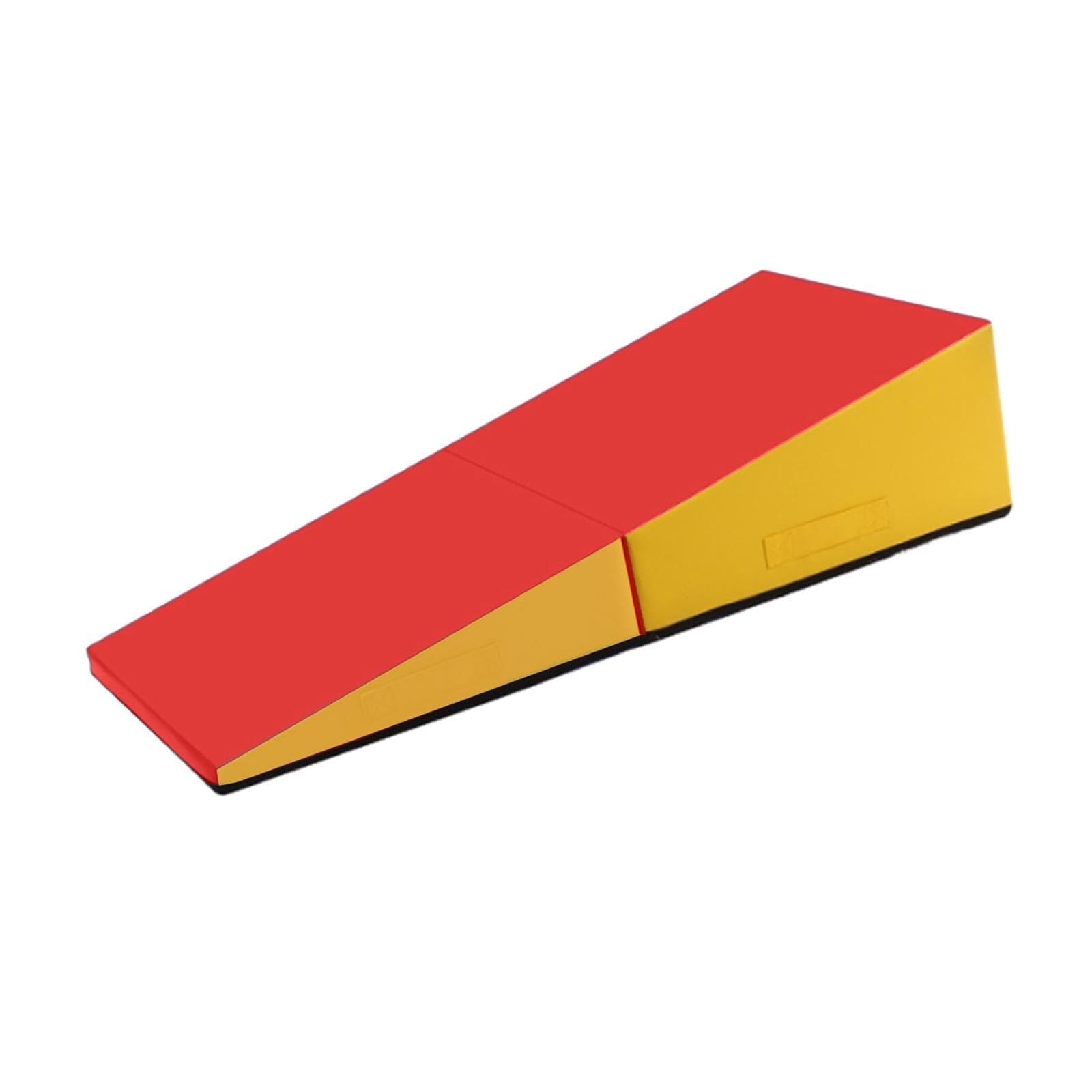 JIESOO Folding Cheese Wedge Mat Indoor/Outdoor Exercise Tumbling Gymnastics Incline for Home Training(Red Yellow,180x90x40cm)