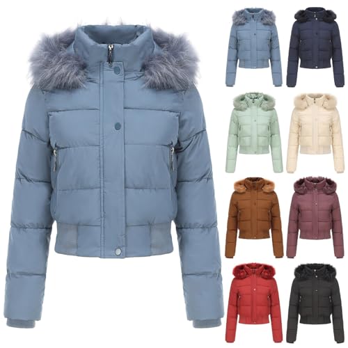 Chaqueta ligera de plumón para mujer, chaqueta de plumón con capucha para mujer, chaqueta corta acolchada de invierno con bolsillos, talla grande, chaqueta corta de algodón con capucha, chaqueta de
