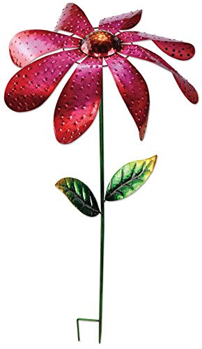 Sunset Vista Designs Large Daisy Spinner Garden Stake, 43-Inches Tall, Pink