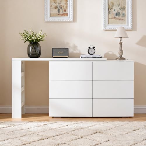 Hotpzeddaque 85.7 L Shaped Vanity Desk with Storage