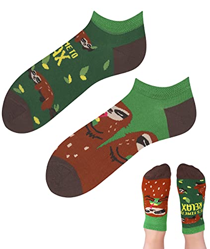 TODO Colours Lustige Socken mit Motiv - Mehrfarbige Bunte Verrückte für die Lebensfreude (39-42 z LOW Faultier)
