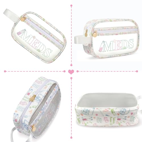 Image of COSHAYSOO Clear MEDS Bag Medicine Travel Case Pill Pouches for Traveling Small Medication Organizer Purse for Women Teen Girls, Car Emergency Medicine Kit Accessories Airplane Park Trip Essentials