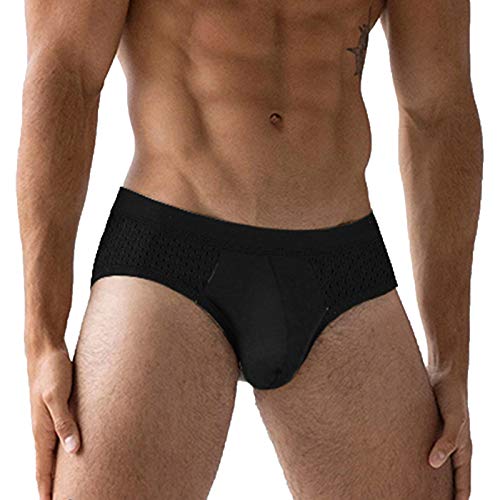 Sukyy 2021 Sexy Men Underwear Briefs Hip Raise Mesh Underwear Men Jockstrap Briefs Mens Underpants Brief Man Lingerie Gay-Black-XL,1pc