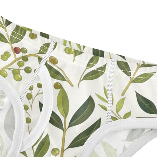 KLL Green Branch Olive Seamless Pattern Toddler Boy Soft Athletic Underwear Breathable Undies4
