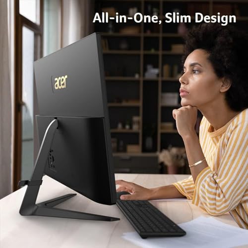 Image of acer Aspire 27 inch All-in-One Desktop Computer • 8-core AMD Ryzen 7 5825U • 32GB RAM • 2TB SSD • Office 365 for The Web • HDMI + DisplayPort, Wi-Fi 6E • Wireless Keyboard & Mouse • Windows 11
