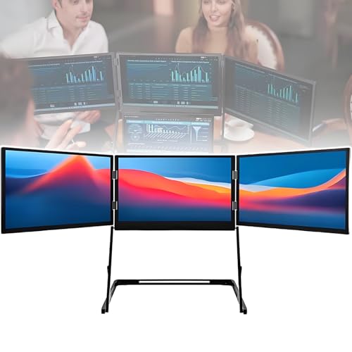 Image of 15.6 inch Triple Screen Laptop Monitor,w /Foldable Kickstand,1080p Fhd Laptop Screen Extender,Compatible with Windows and Macos