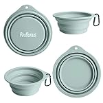 2-Pack Silicone Collapsible Dog Bowls, BPA Free Dishwasher Safe, Portable Foldable Expandable Travel Bowl, Food Water Feeding Cup Dish for Dogs Cats with 2 Carabiners (Turquoise, Tan) - Image 2