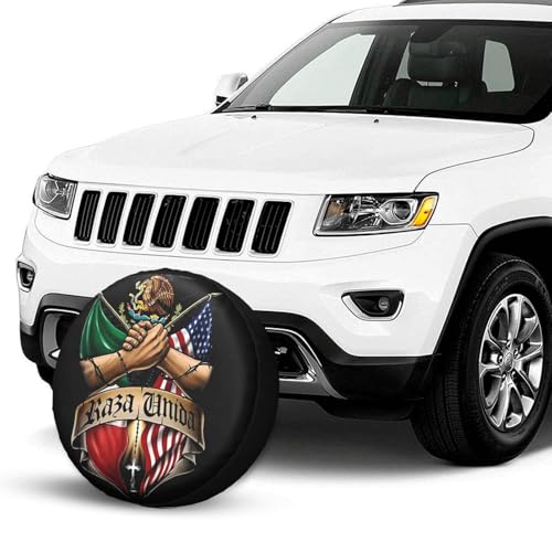 Image of Mexican American Flag Eagle Spare Tire Cover Weatherproof Wheel Protectors Dust-Proof Sun Protection Wheel Tire Covers Universal Fit for Truck SUV RV Camper Trailer Car Accessories 15 inch