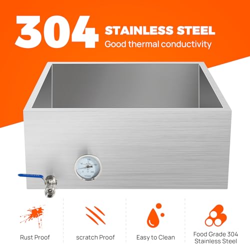 Image of 24x24x9.5 Inch Maple Syrup Evaporator Pan, 304 Stainless Steel with 1 Valve, Professional Grade for Efficient Home Syrup Boiling