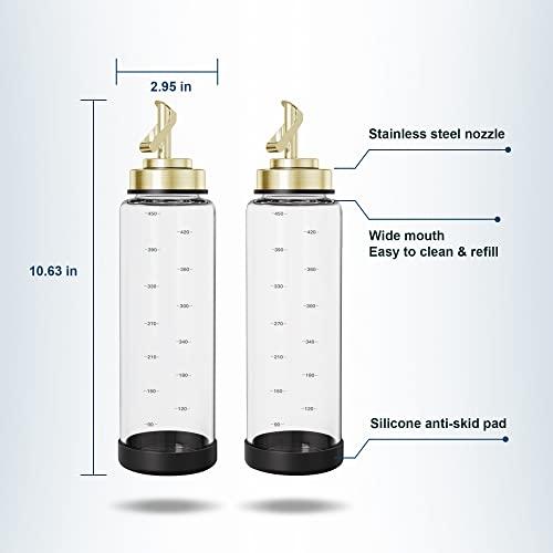 Suli Glass Olive Oil Dispenser Bottle -2 Pack17Oz Oil And Vinegar Cruet Set With Steel Spouts And Labels For Kitchen Cooking, Salad Dressing, And Bbq (Gold) #TOP3