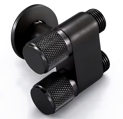 Image of 24x7 eMall 2 in 1 Angular Dual Double Angle Valve Black Dual Tap for Bathroom, Geyser | Luxury Series Two-Way Angle Valve | 2 in 1 Angle Valve for Bathroom | Two Way Tap Black Washing Machine.