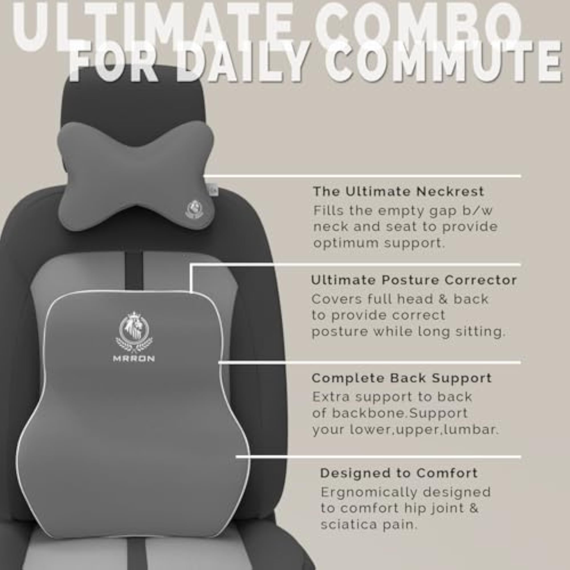 Memory Foam Neck Rest & Extra Lumbar Support