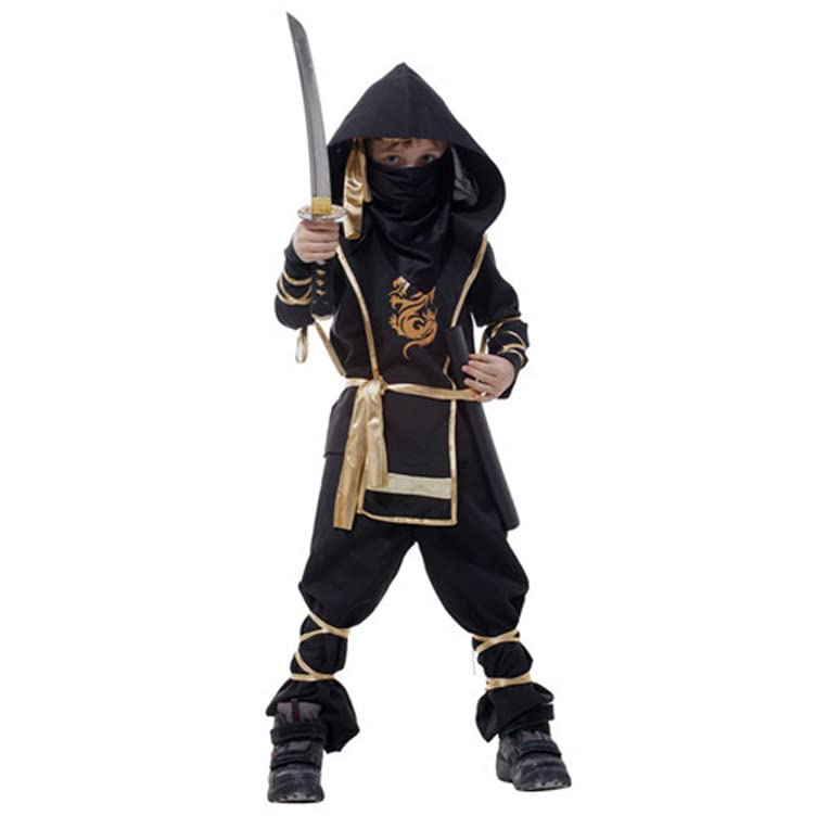 Gaoshi Boy ninja cosplay costume black 7-piece suit for ages 3-10 (8-10 years)