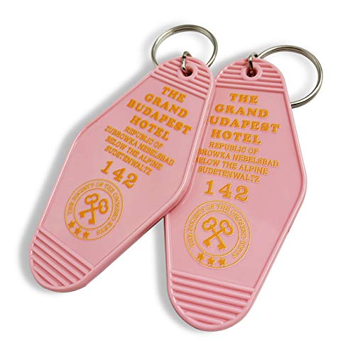 XGALBLA Vintage Key Tag Hotel Motel Keychain(2 Pcs Pink The Grand Budapest Hotel)