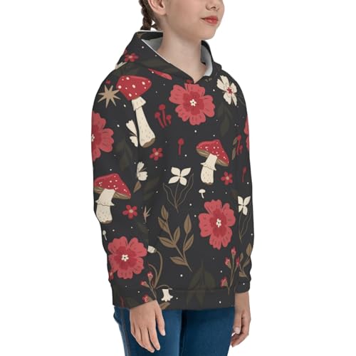 Fly Agaric and Flowers Kids Pullover Hoodies Boys Sweatshirts Girls Athletic Clothes with Pocket3