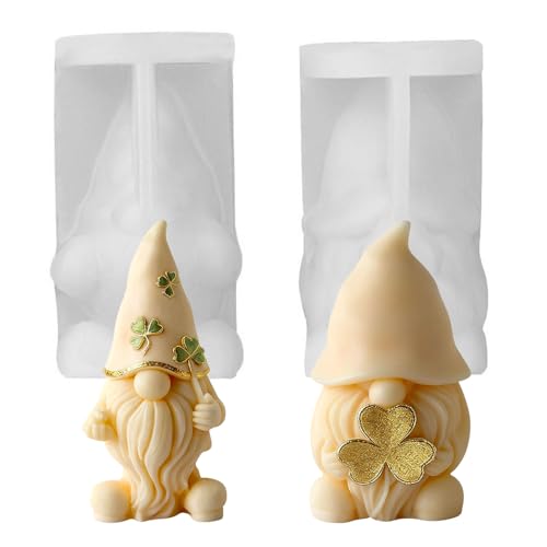 YXHZVON 2 Peças Molde de Silicone Gnomo de Natal, Molde para Velas 3D Duende, Molde de Epoxi para Artesanato de Velas, Sabonetes, Decoração Festiva