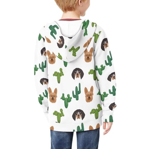 AmzPrint Axolotl Costume Kids Firls Boys Sky Blue Cute Cartoon Animal Print Fall Winter Salamander Zip Hoodie With Pockets4