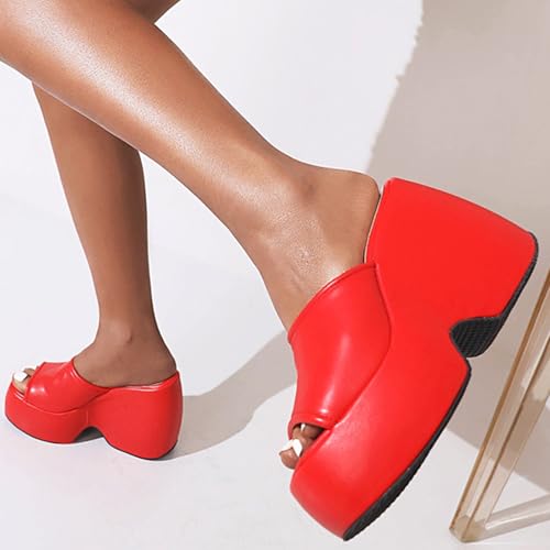 Women's Fish Mouth Platform Wedge Sandals Outdoor Comfortable Slip On Non-slip Summer Chunky High Heel Backless Mule Sandals3